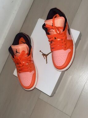 Jordan  Orange and Pink Low-Top Sneakers